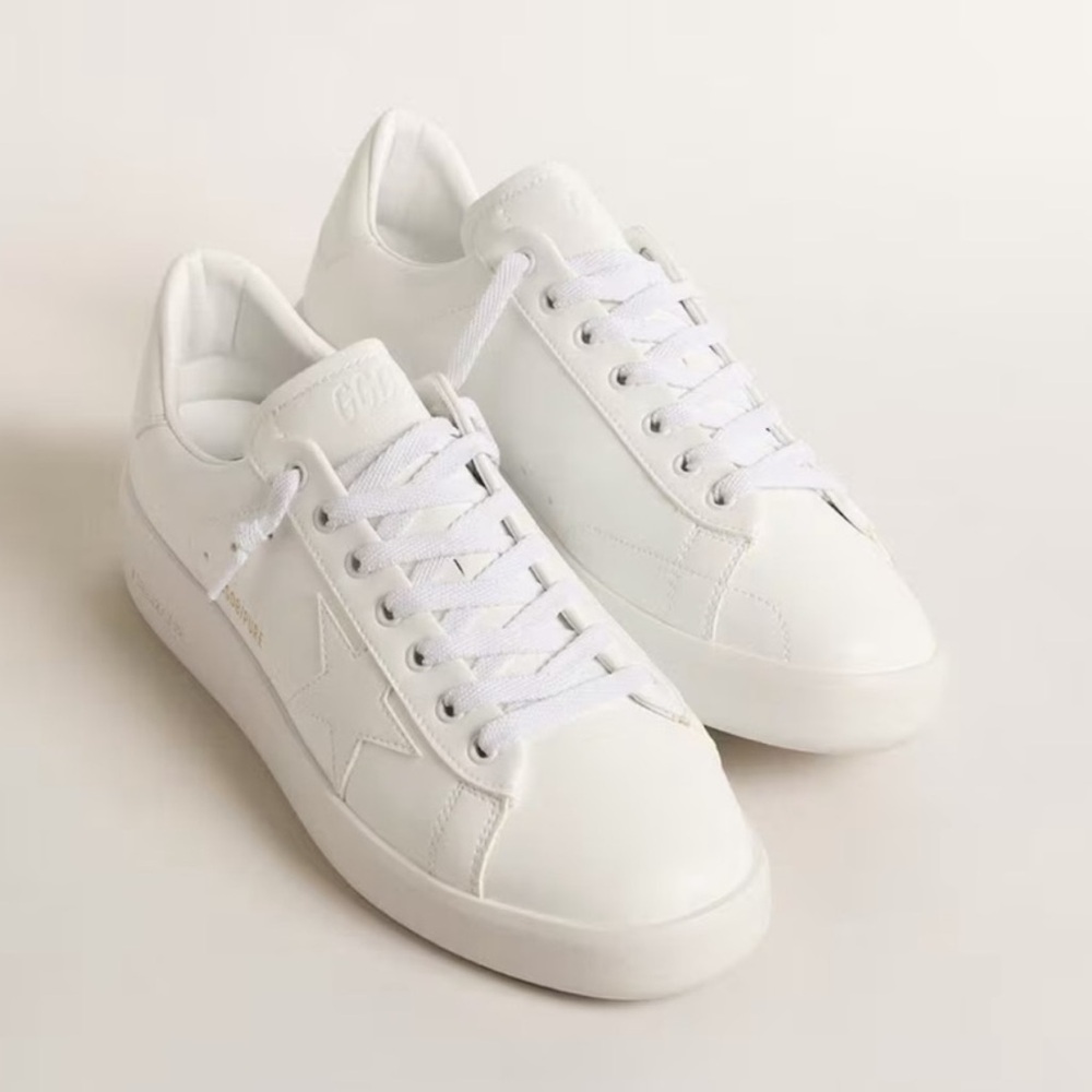 GOLDEN GOOSE Unisex Pure Star Leather Sneakers Optic White sz. 38 - Picture 2 of 14